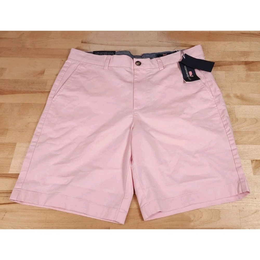 Vineyard Vines Performance Stretch Chino Breaker Shorts Pink Sz 33 NEW